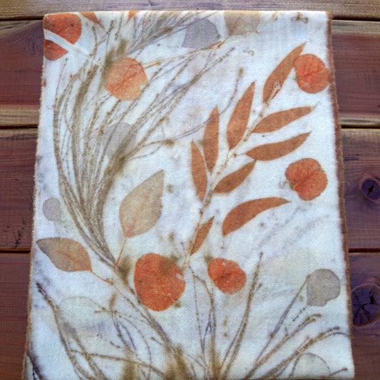 Decorative table runner with eco printing elements