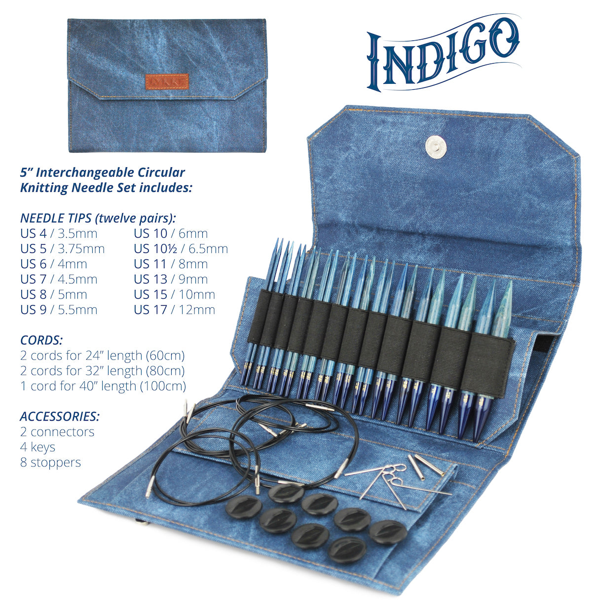 Lykke Indigo 6 Inch Double Pointed Knitting Needles - US 13 (9mm)